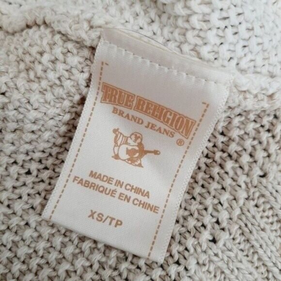 TRUE RELIGION Sweater Crewneck Cable Linen Blend Sz XS - Picture 10 of 11